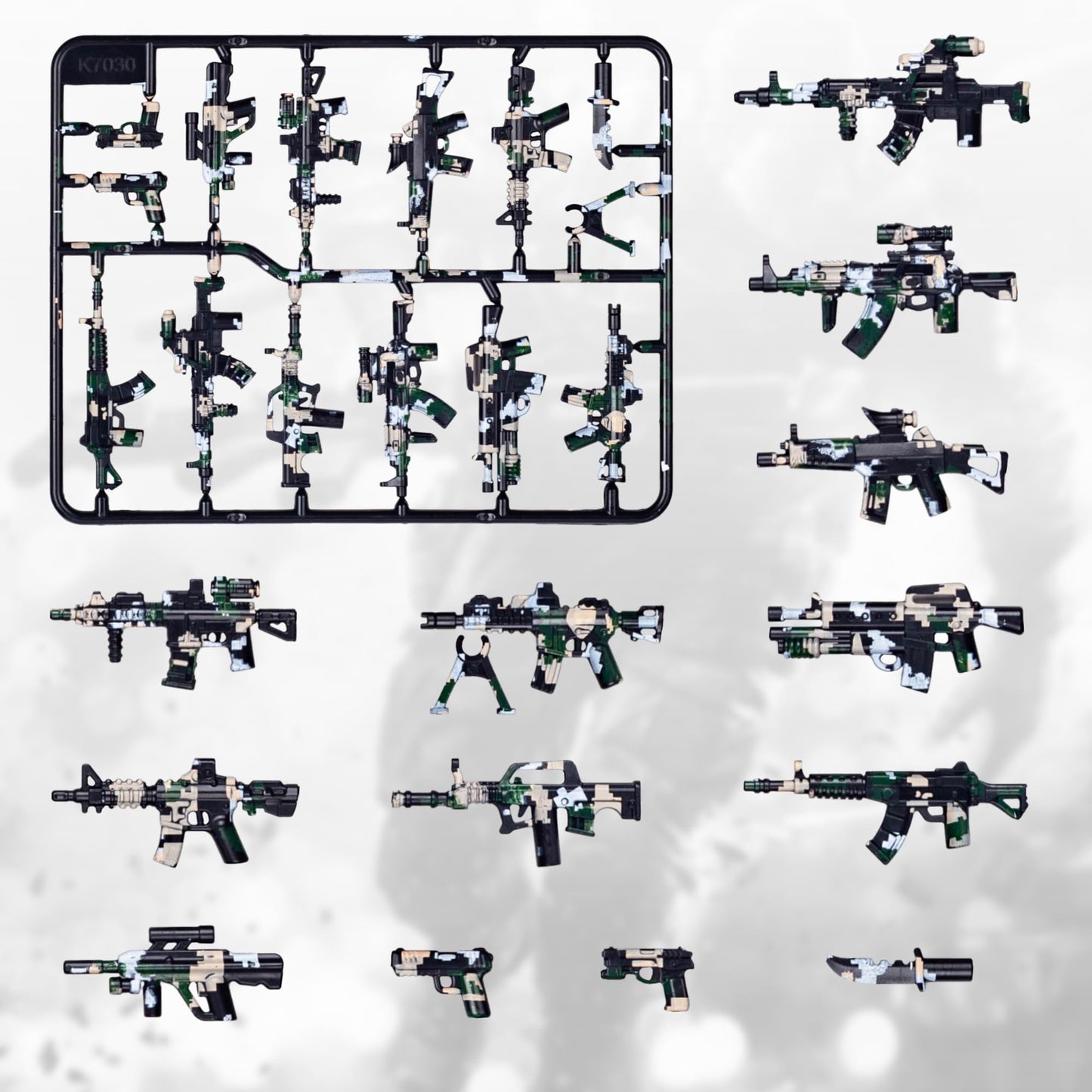 MaozyHomie 51 Pcs Toy Soldiers Set – US Camouflage Weapons, Army Battle Toys, Compatible with Major Brands
