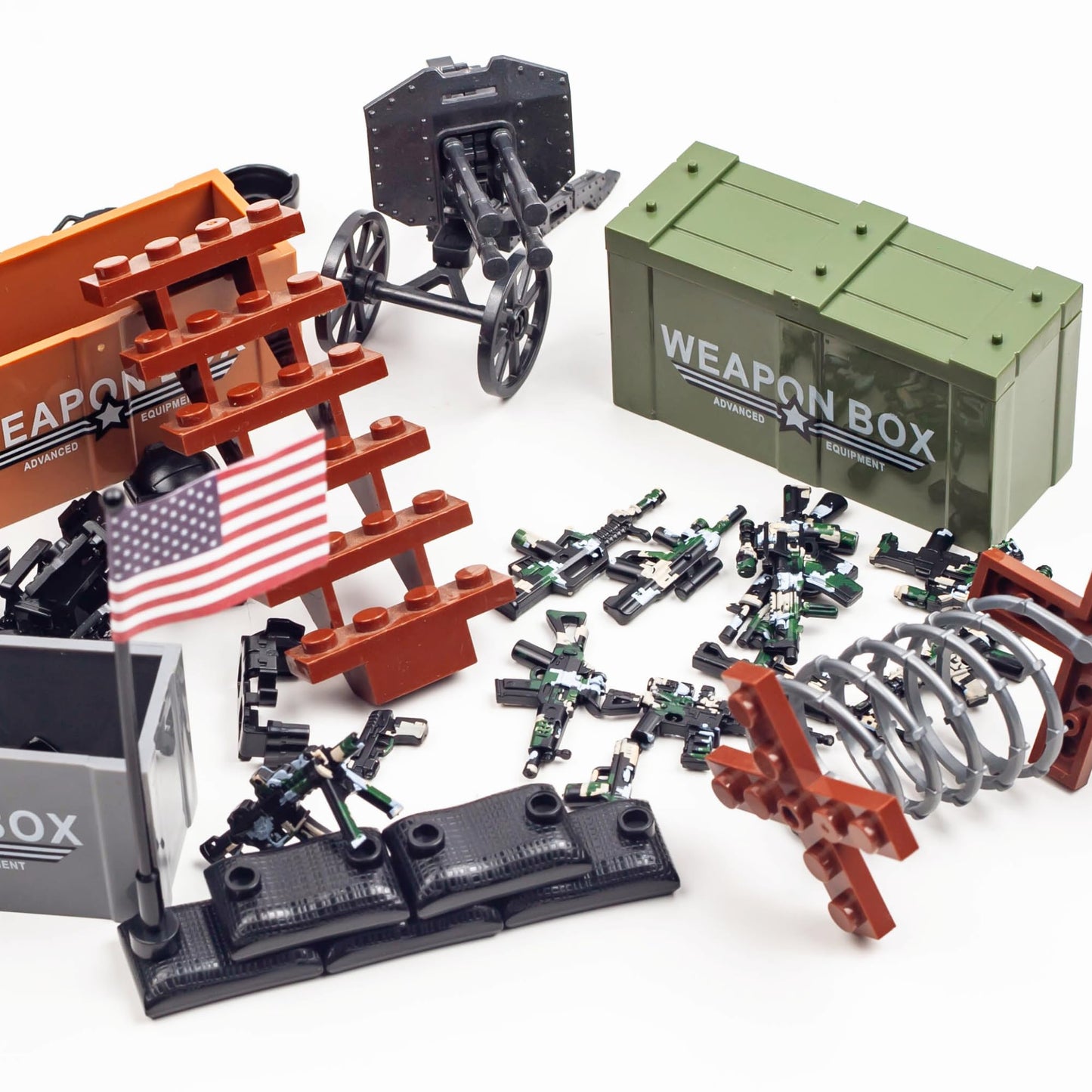 MaozyHomie 51 Pcs Toy Soldiers Set – US Camouflage Weapons, Army Battle Toys, Compatible with Major Brands
