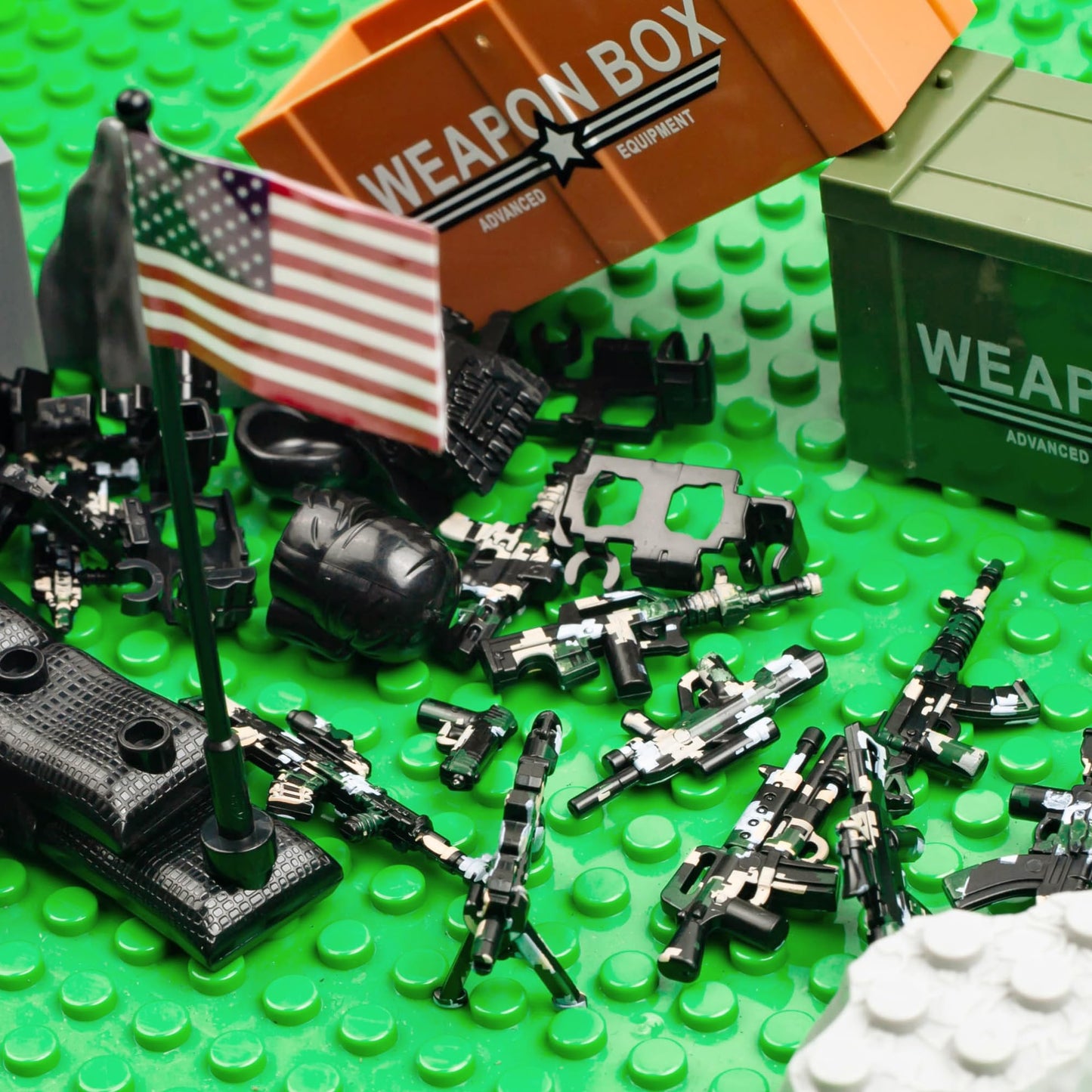 MaozyHomie 51 Pcs Toy Soldiers Set – US Camouflage Weapons, Army Battle Toys, Compatible with Major Brands