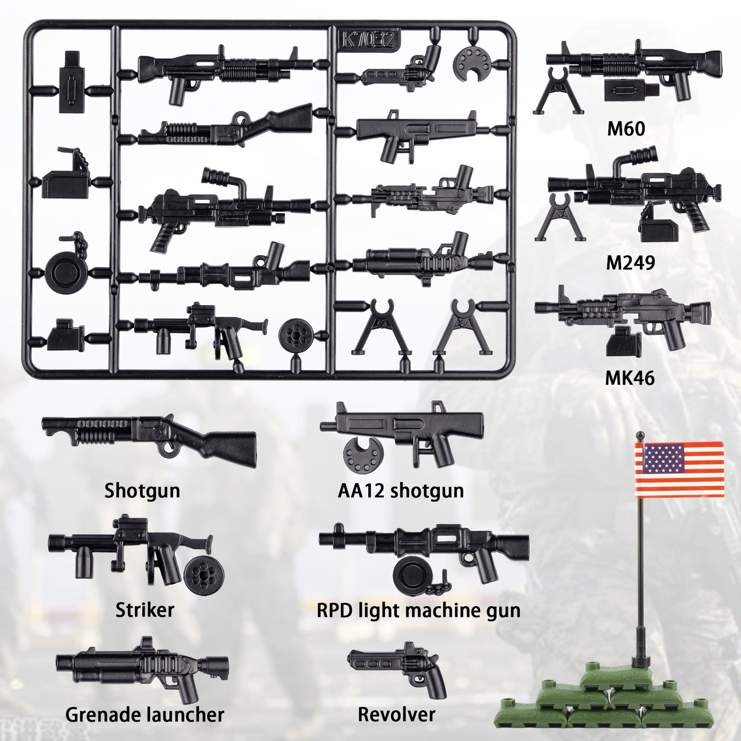 MaozyHomie Weapons Pack – Military US Weapons Building Blocks Compatible with Major Brands
