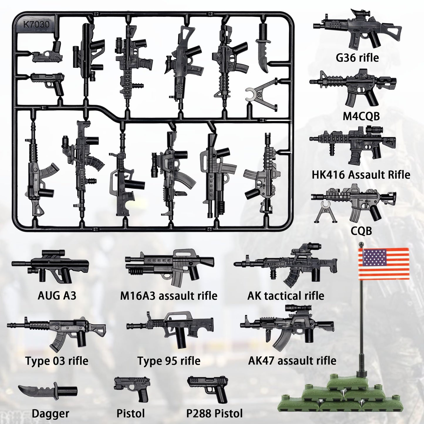 MaozyHomie Weapons Pack – Military US Weapons Building Blocks Compatible with Major Brands