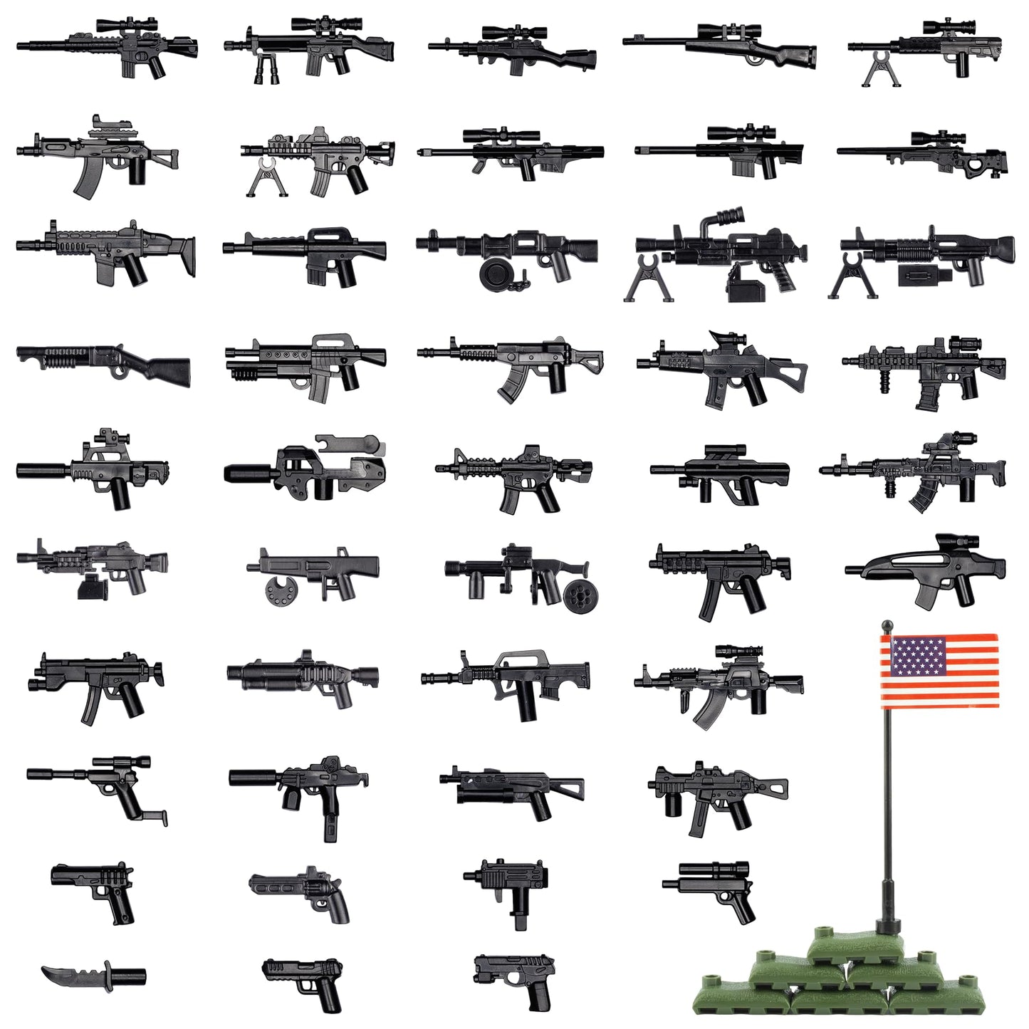 MaozyHomie Weapons Pack – Military US Weapons Building Blocks Compatible with Major Brands
