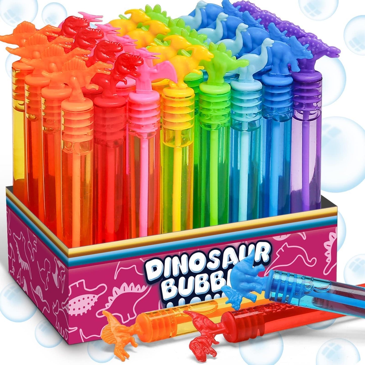 MAPIXO 32-Pack Bubble Party Favors – 8 Dino Mini Wands in Gift Box