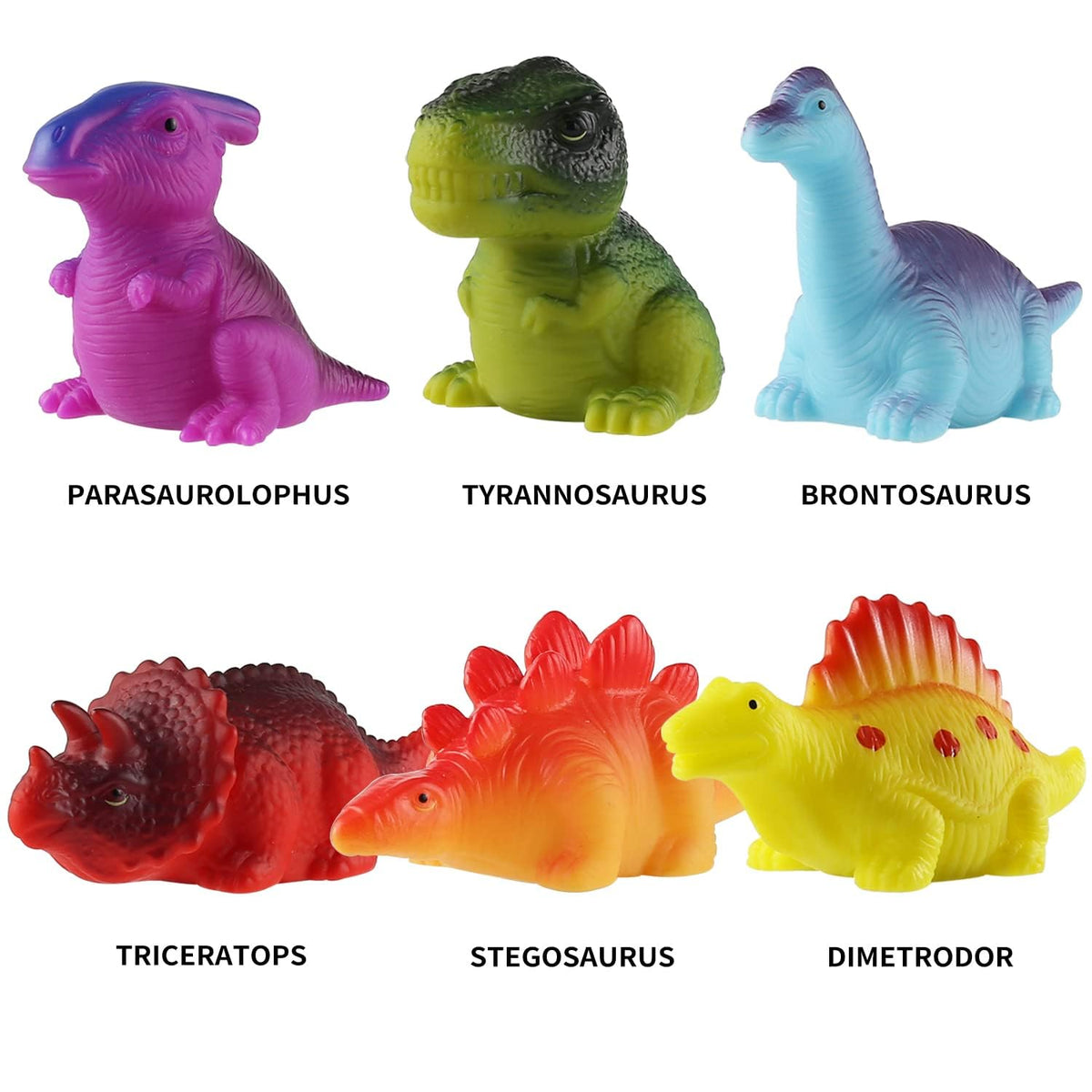 MAPIXO 6-Pack Light-Up Floating Dinosaur Bath Toys Set | Glow-In-Water Bath Time Fun