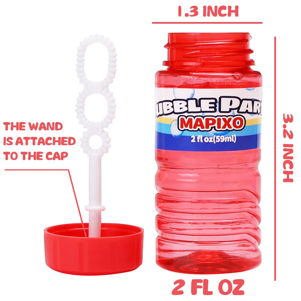 MAPIXO 16-Pack Bubble Set with Wand-Attached Caps – Colorful Party Favors