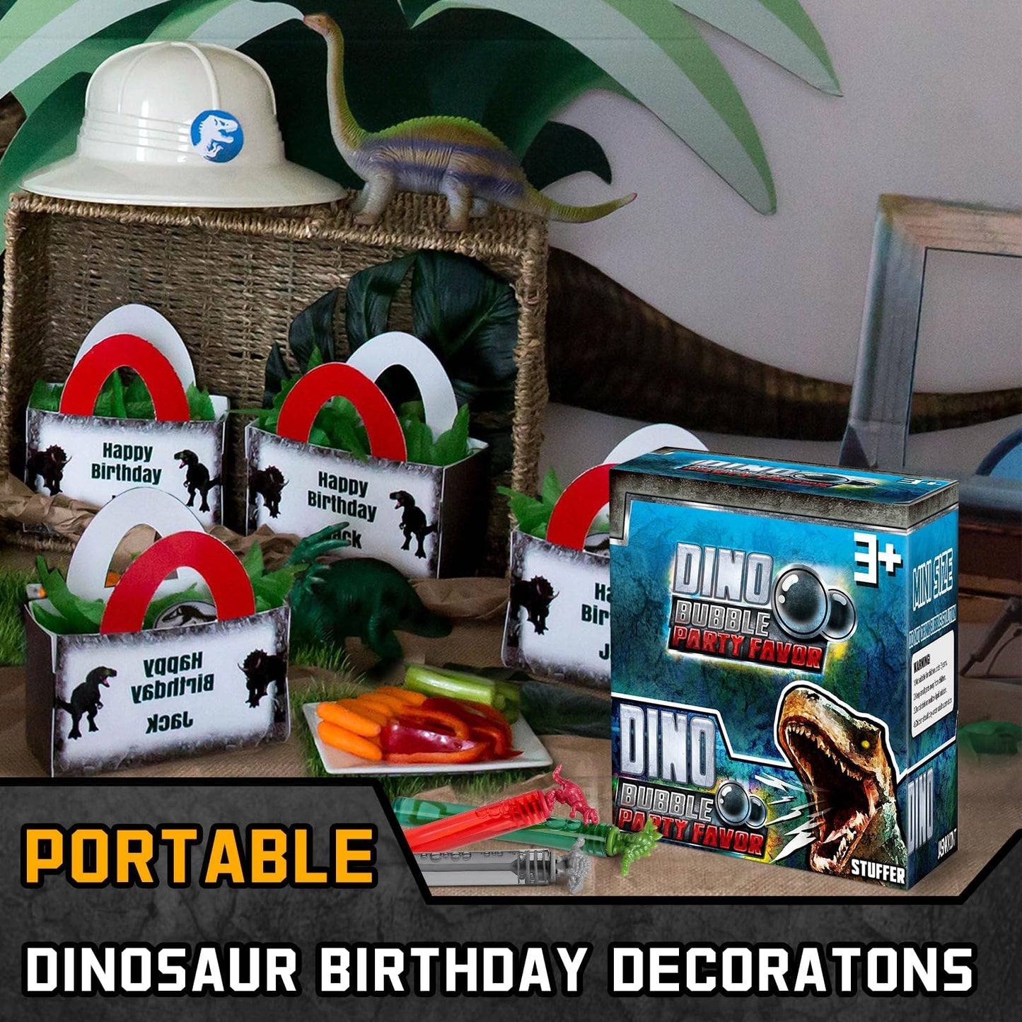MAPIXO Dinosaur Bubbles Wands – 32 Pack Mini Bubble Party Favors