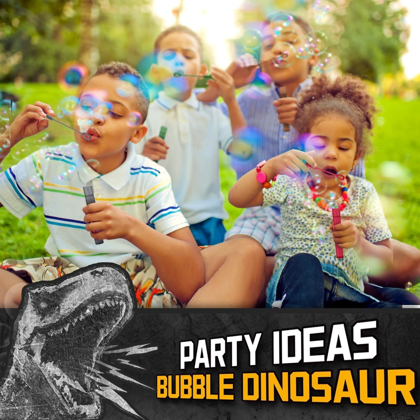 MAPIXO Dinosaur Bubbles Wands – 32 Pack Mini Bubble Party Favors