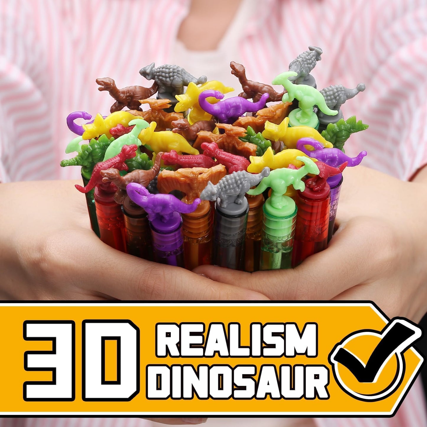 MAPIXO Dinosaur Bubbles Wands – 32 Pack Mini Bubble Party Favors