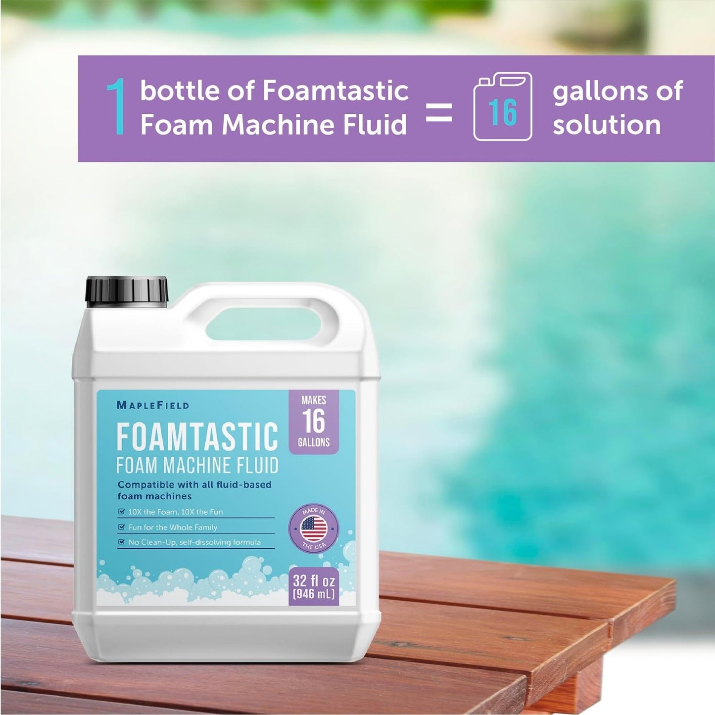Maplefield Foam Machine Solution — 16 Gallon Foam Fluid for Backyard Parties