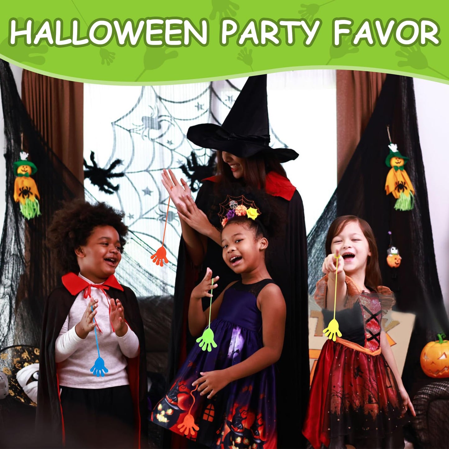 MAQIHAN 32pcs Sticky Hands – Colorful Hand Squishy Toys for Party Favors & Halloween