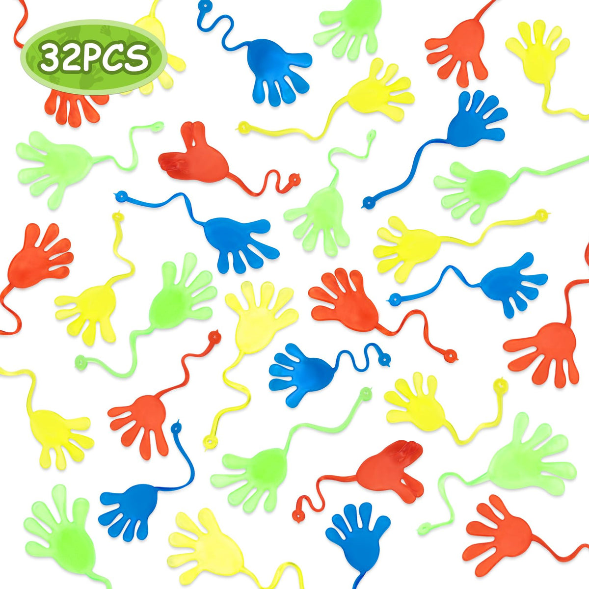 MAQIHAN 32pcs Sticky Hands – Colorful Hand Squishy Toys for Party Favors & Halloween