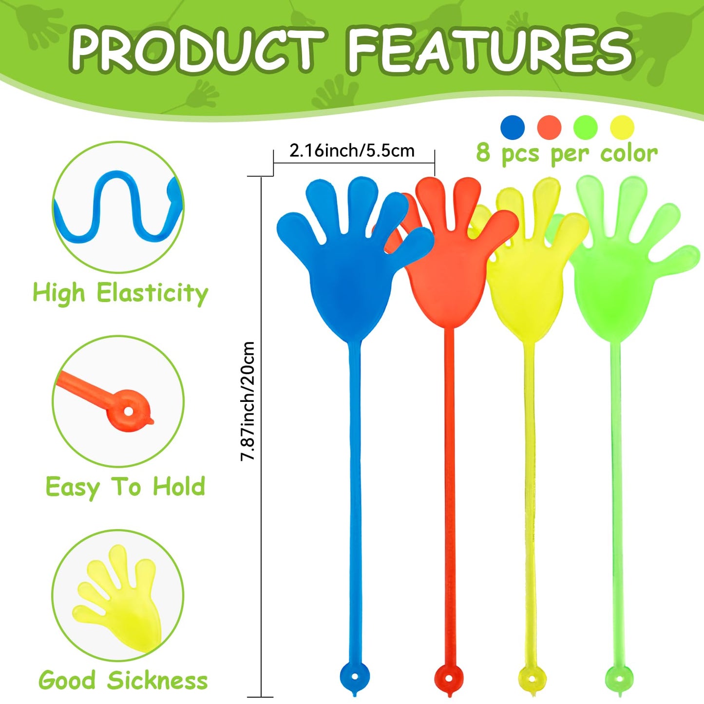 MAQIHAN 32pcs Sticky Hands – Colorful Hand Squishy Toys for Party Favors & Halloween