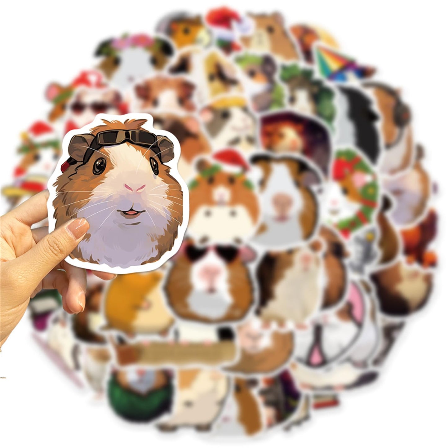 MAQIYI 50pcs Guinea Pig Stickers – Cute Cartoon Cavy Vinyl Decals for Laptops, Water Bottles & Journals