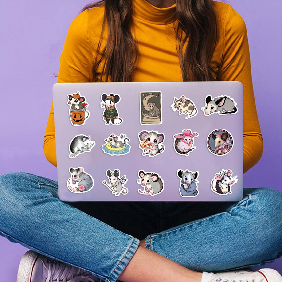 MAQIYI 50Pcs Possum Stickers – Waterproof Vinyl Decals for Laptops, Water Bottles & More
