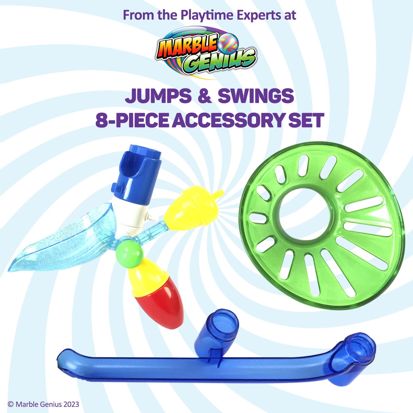 Marble Genius Jumps & Swings — 8-Piece Marble Run Accessory Set for Kids 4+ | STEM Track Add-On