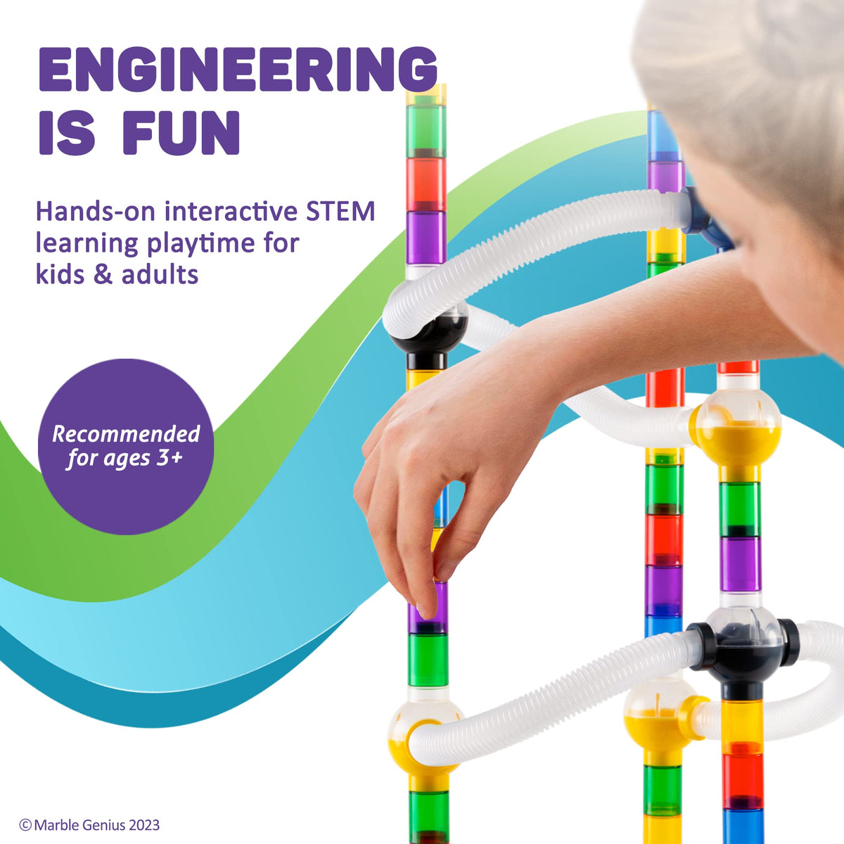 Marble Genius Marble Run Pipe & Sphere Accessory Add-on Set – 10-Piece, Compatible with Marble Run Tracks