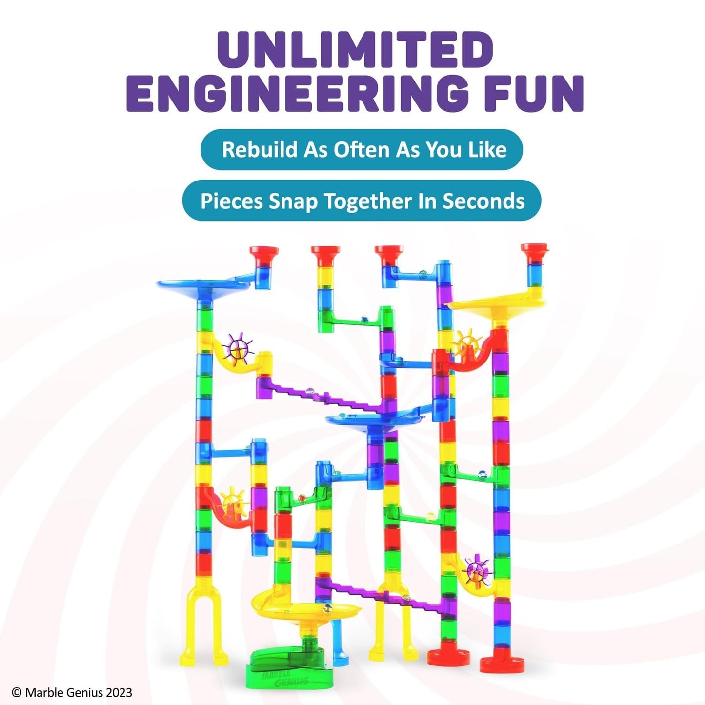 Marble Genius Marble Run Starter Set – 130 Pieces, 80 Translucent Tracks for Ages 4-8