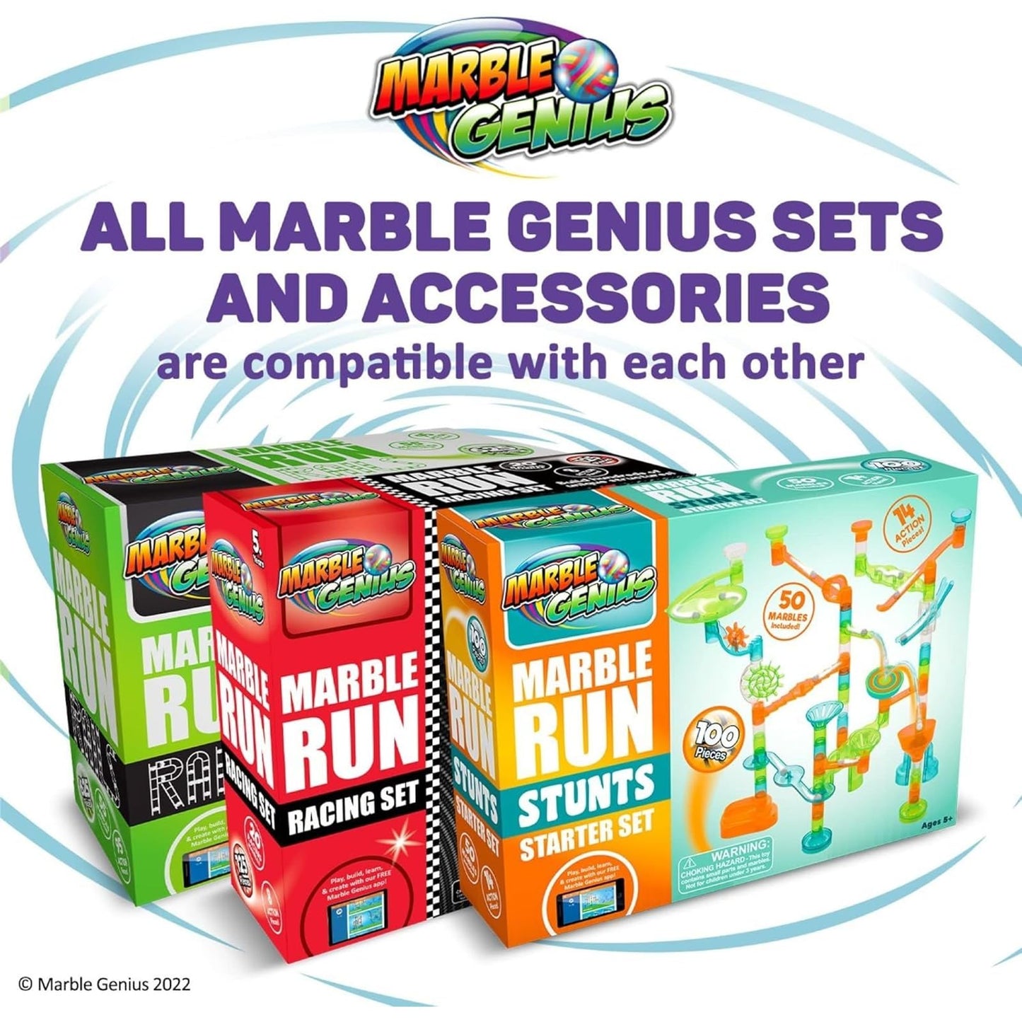 Marble Genius Marble Run Booster Set – 20 Pieces + App Access | Ages 3+