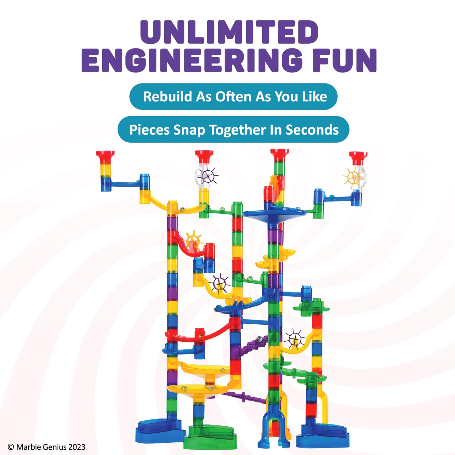 Marble Genius Marble Run Super Set – 150 Translucent Tracks for STEM Play (Ages 4-8)