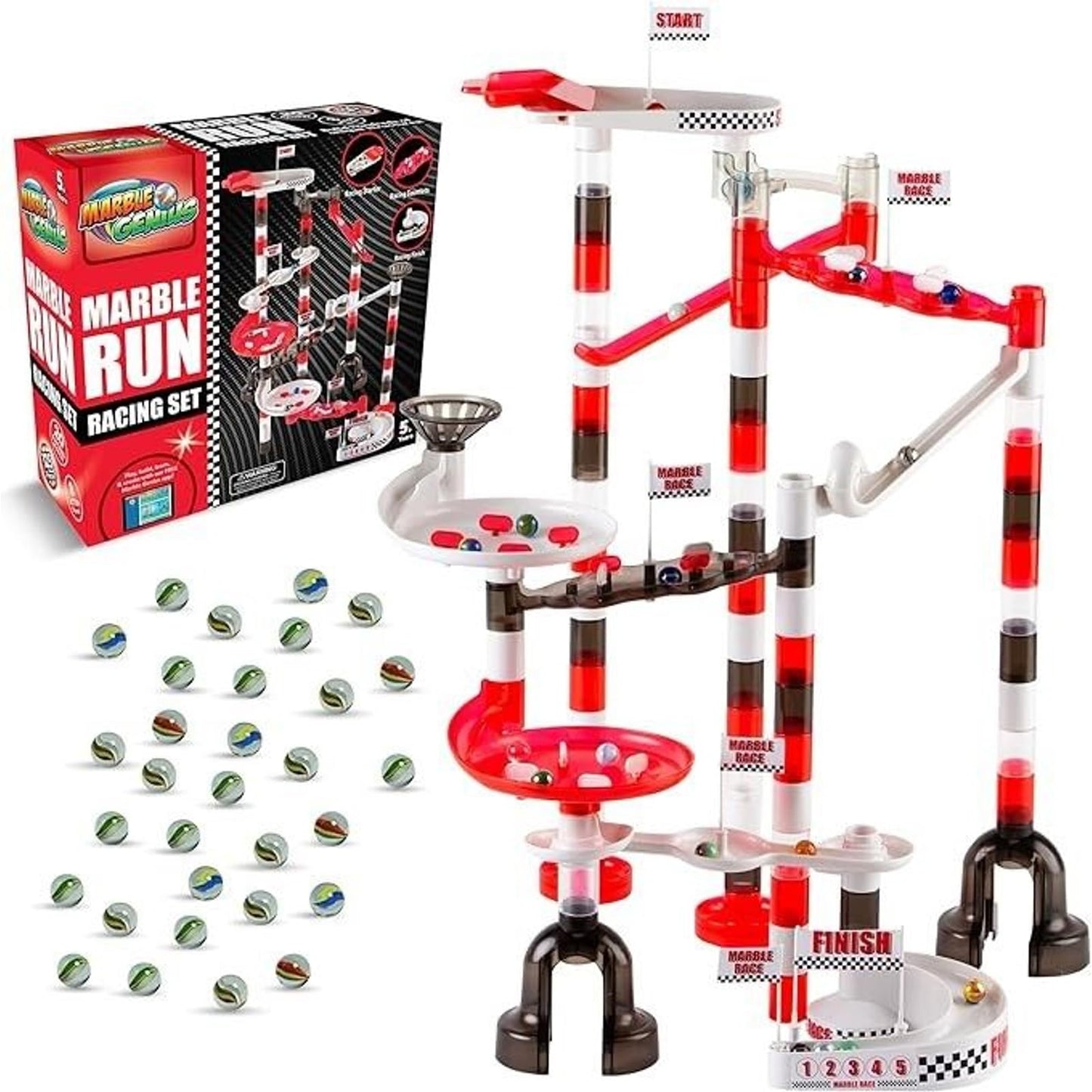 Marble Genius Marble Run Racing Set – 125-Piece STEM Marble Track for Kids