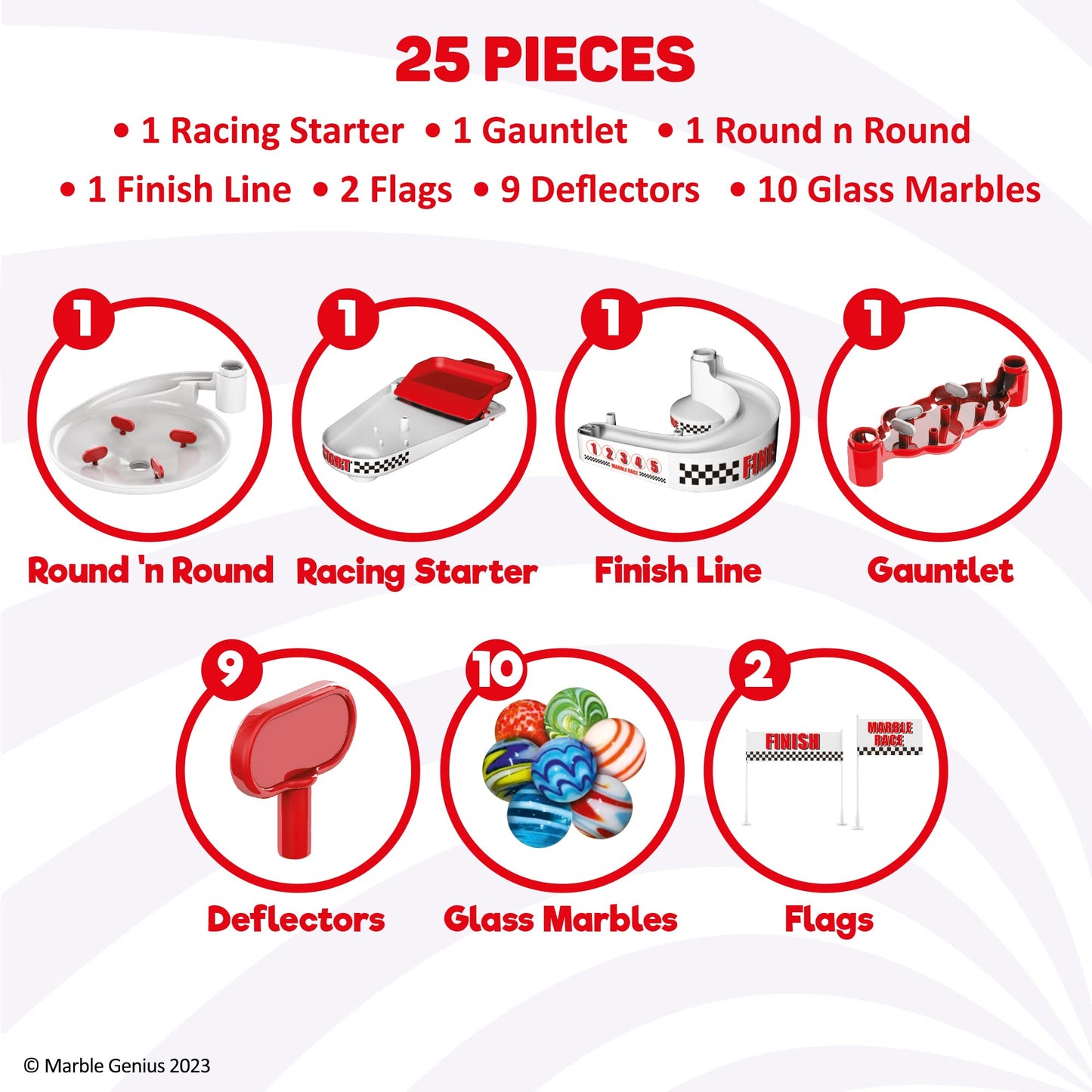 Marble Genius Marble Racing Booster Set – 25 Pieces, 10 Marbles, App Access | Ages 3+