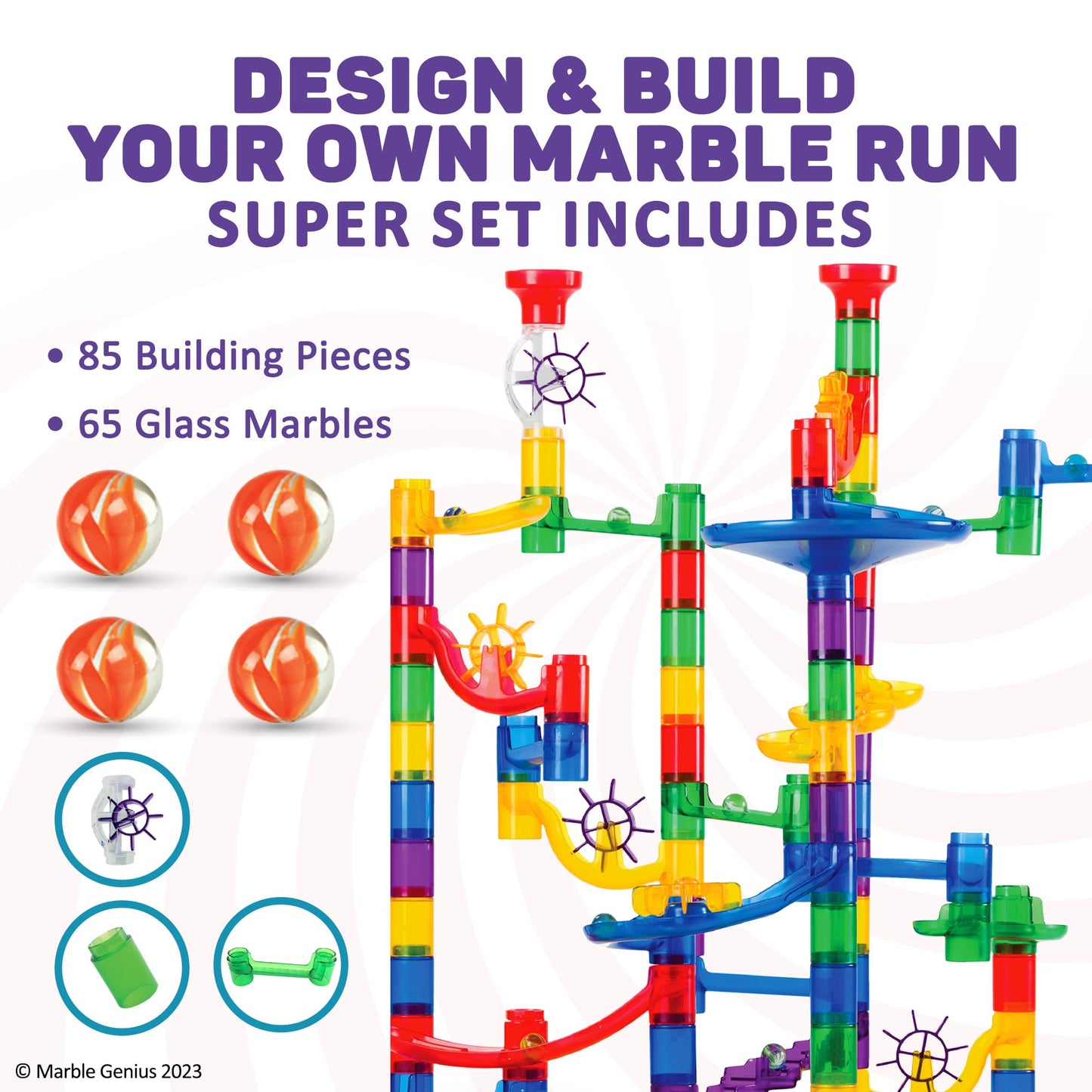 Marble Genius Marble Run Super Set – 150 Translucent Tracks for STEM Play (Ages 4-8)