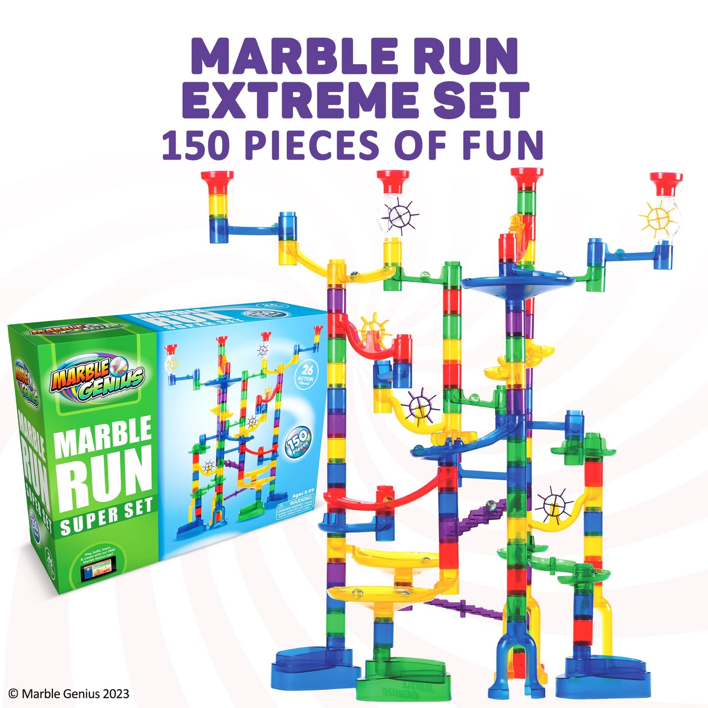 Marble Genius Marble Run Super Set – 150 Translucent Tracks for STEM Play (Ages 4-8)