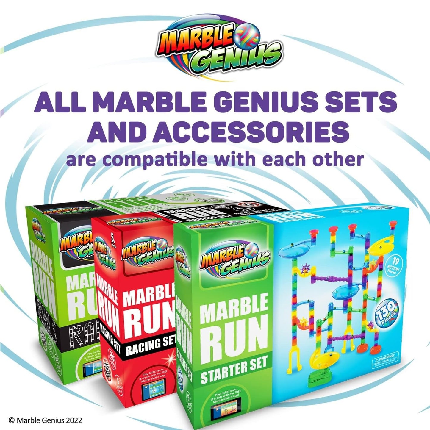 Marble Genius Marble Run Starter Set – 130 Pieces, 80 Translucent Tracks for Ages 4-8