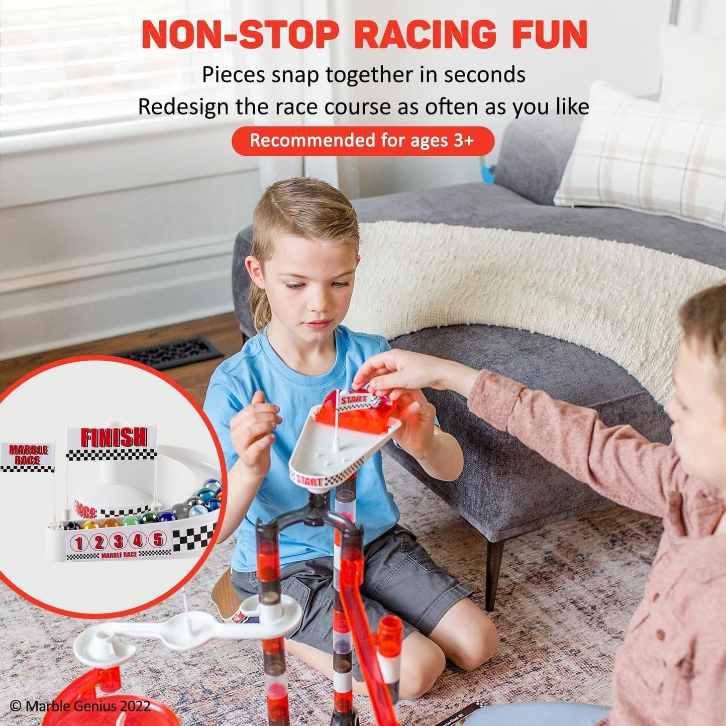 Marble Genius Marble Run Racing Set – 125-Piece STEM Marble Track for Kids