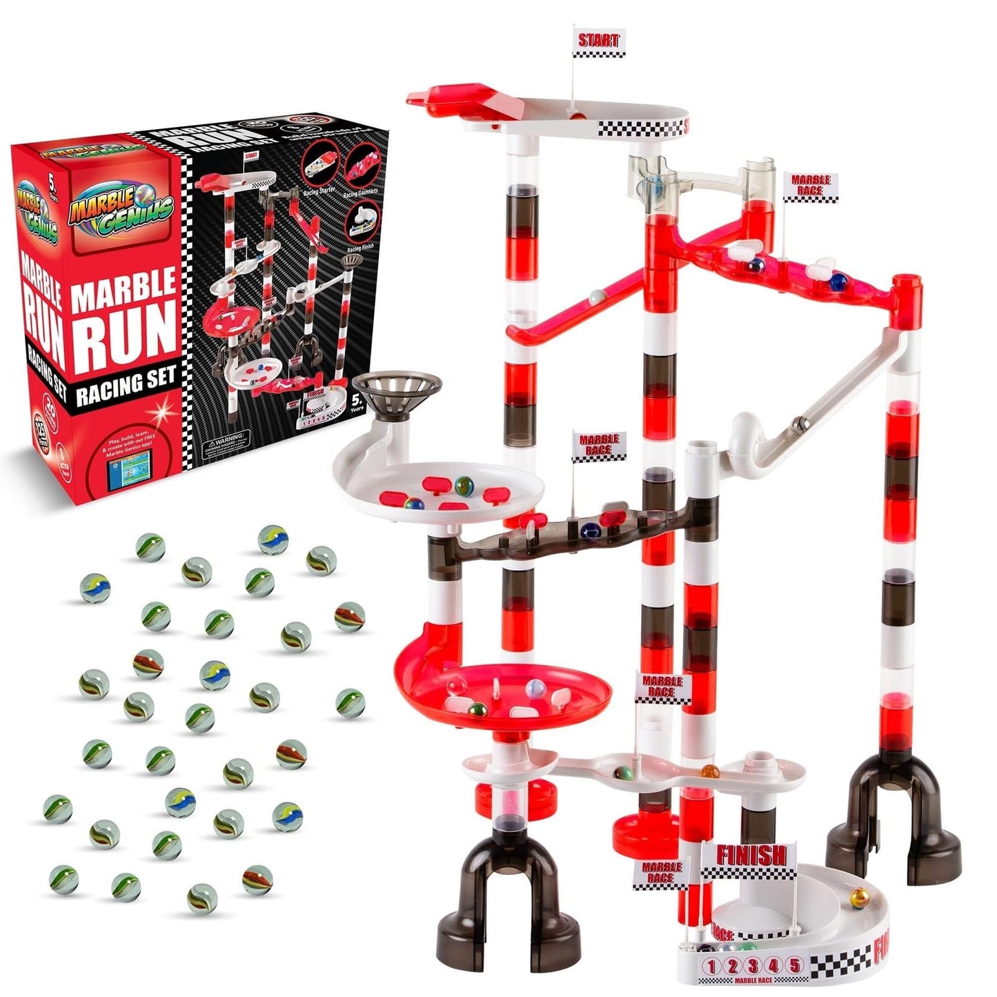 Marble Genius Marble Run Racing Set – 125-Piece STEM Marble Track for Kids