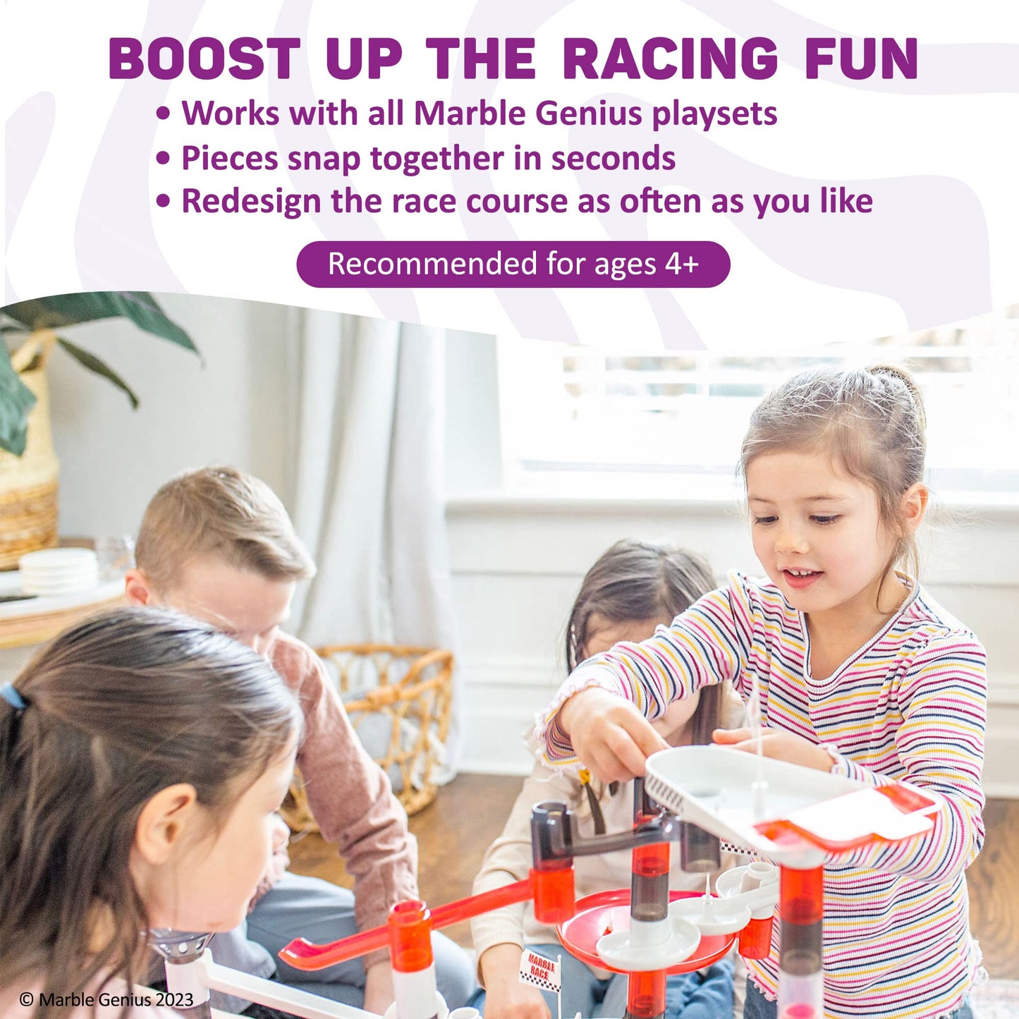 Marble Genius Marble Racing Booster Set – 25 Pieces, 10 Marbles, App Access | Ages 3+