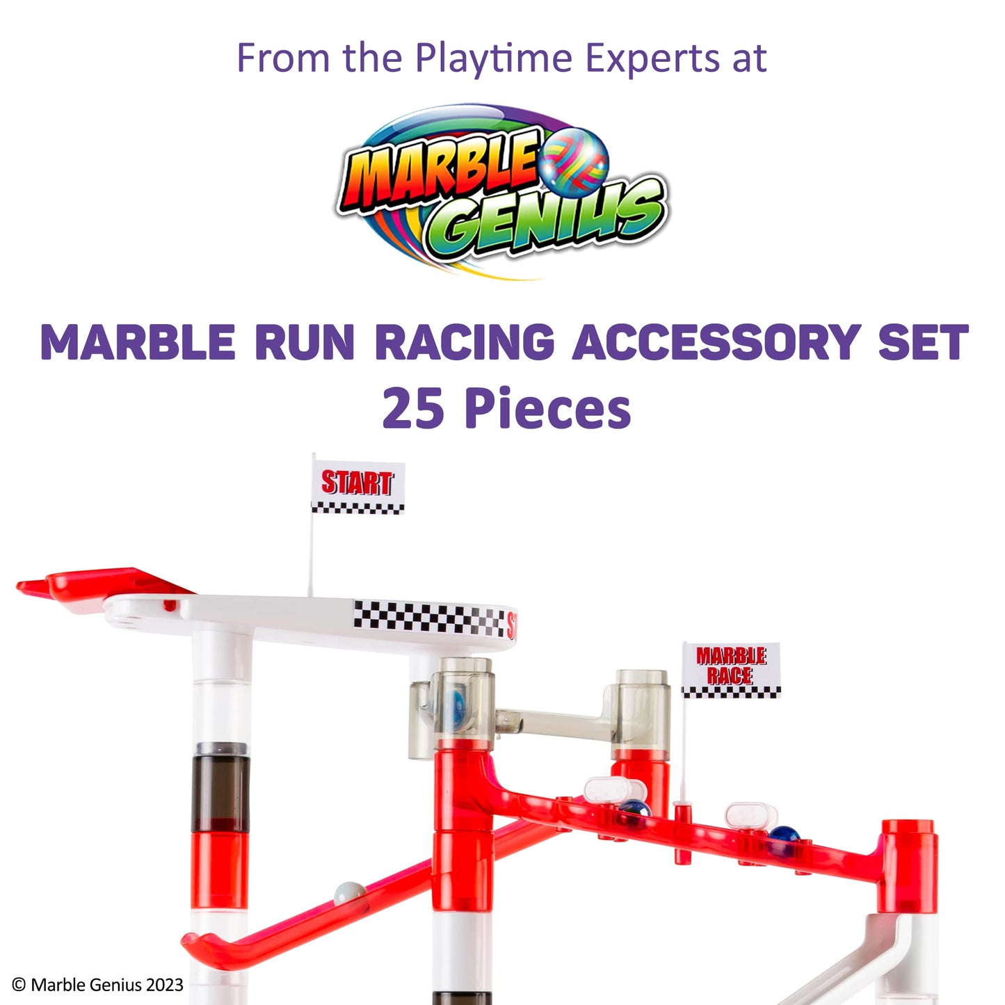 Marble Genius Marble Racing Booster Set – 25 Pieces, 10 Marbles, App Access | Ages 3+