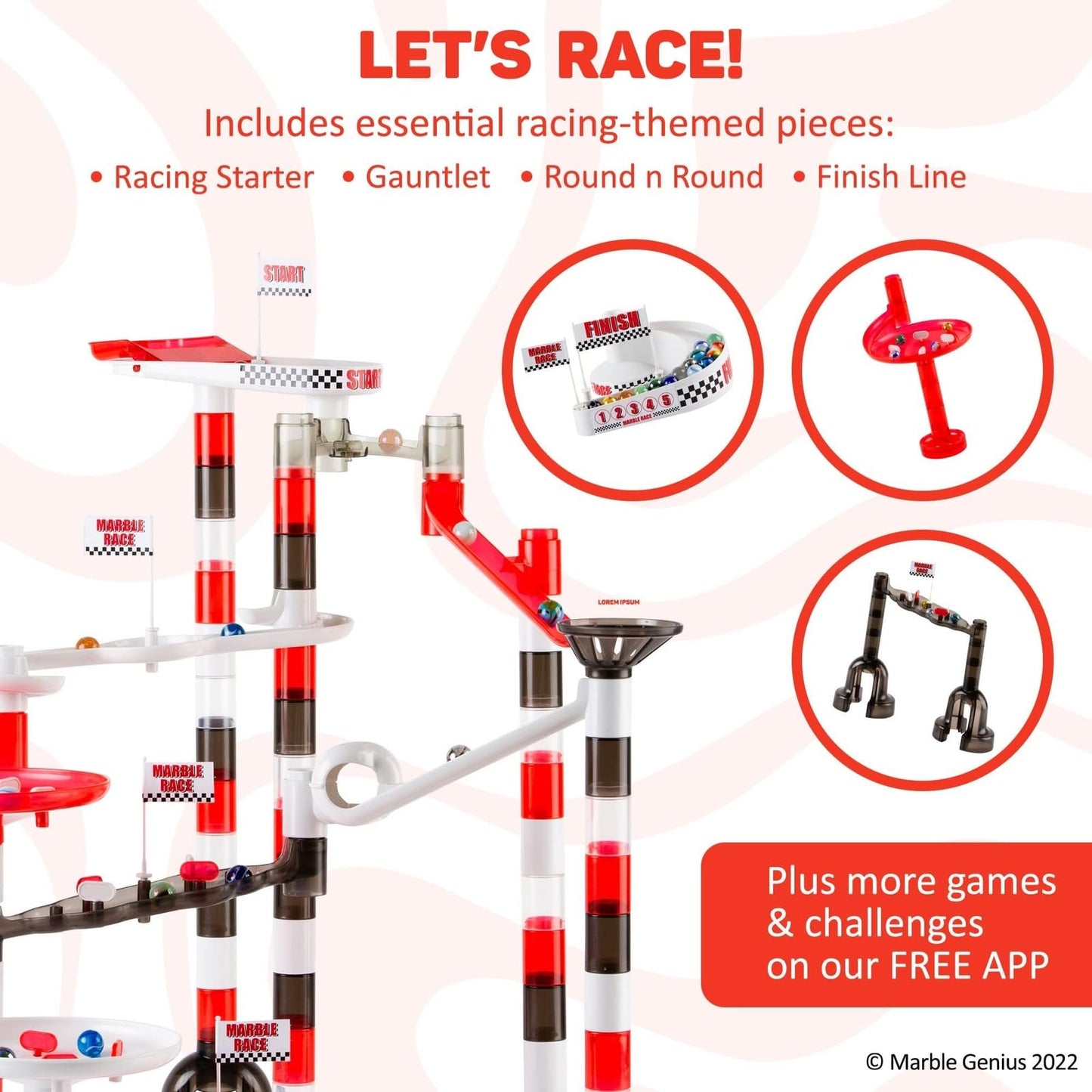 Marble Genius Marble Run Racing Set – 125-Piece STEM Marble Track for Kids