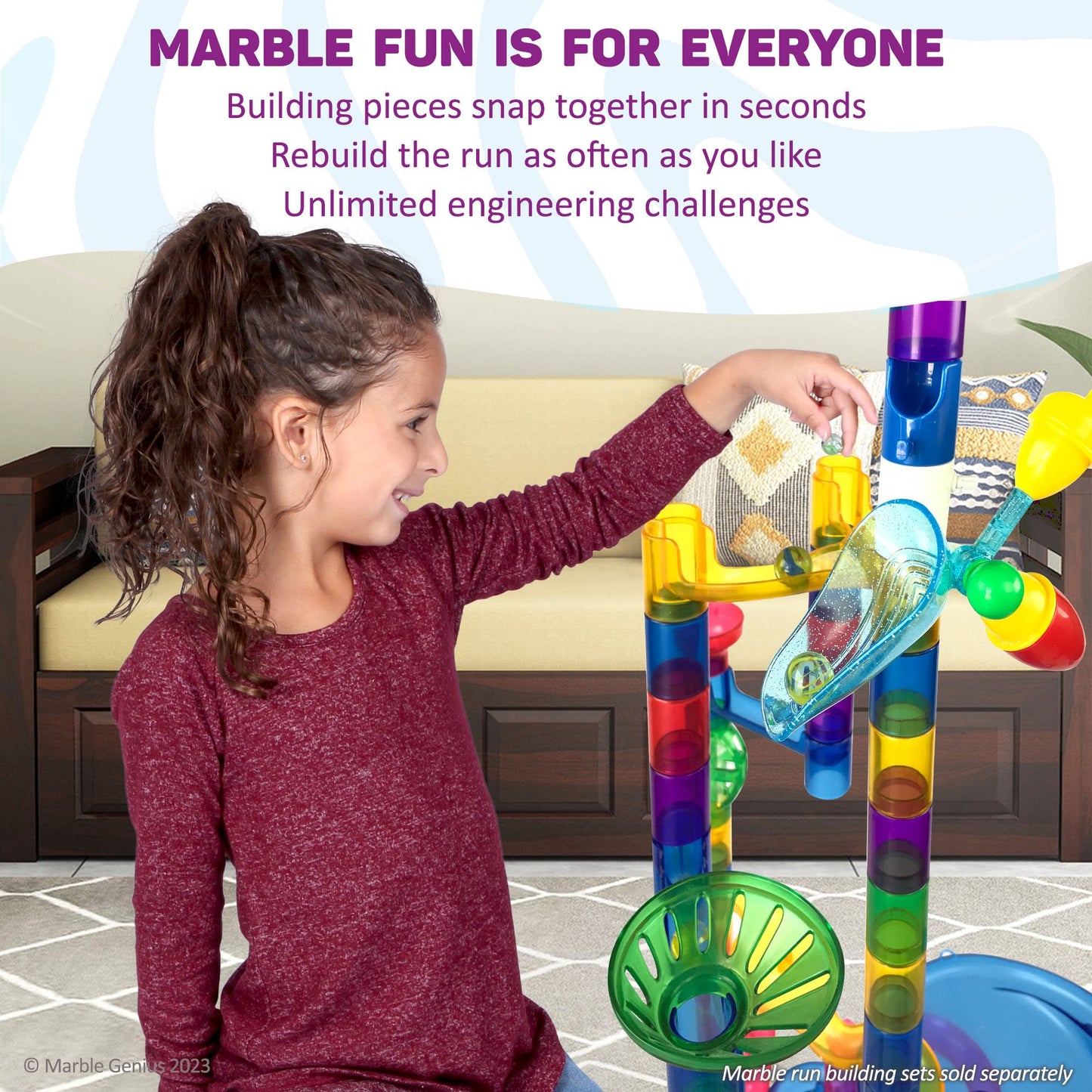 Marble Genius Jumps & Swings — 8-Piece Marble Run Accessory Set for Kids 4+ | STEM Track Add-On