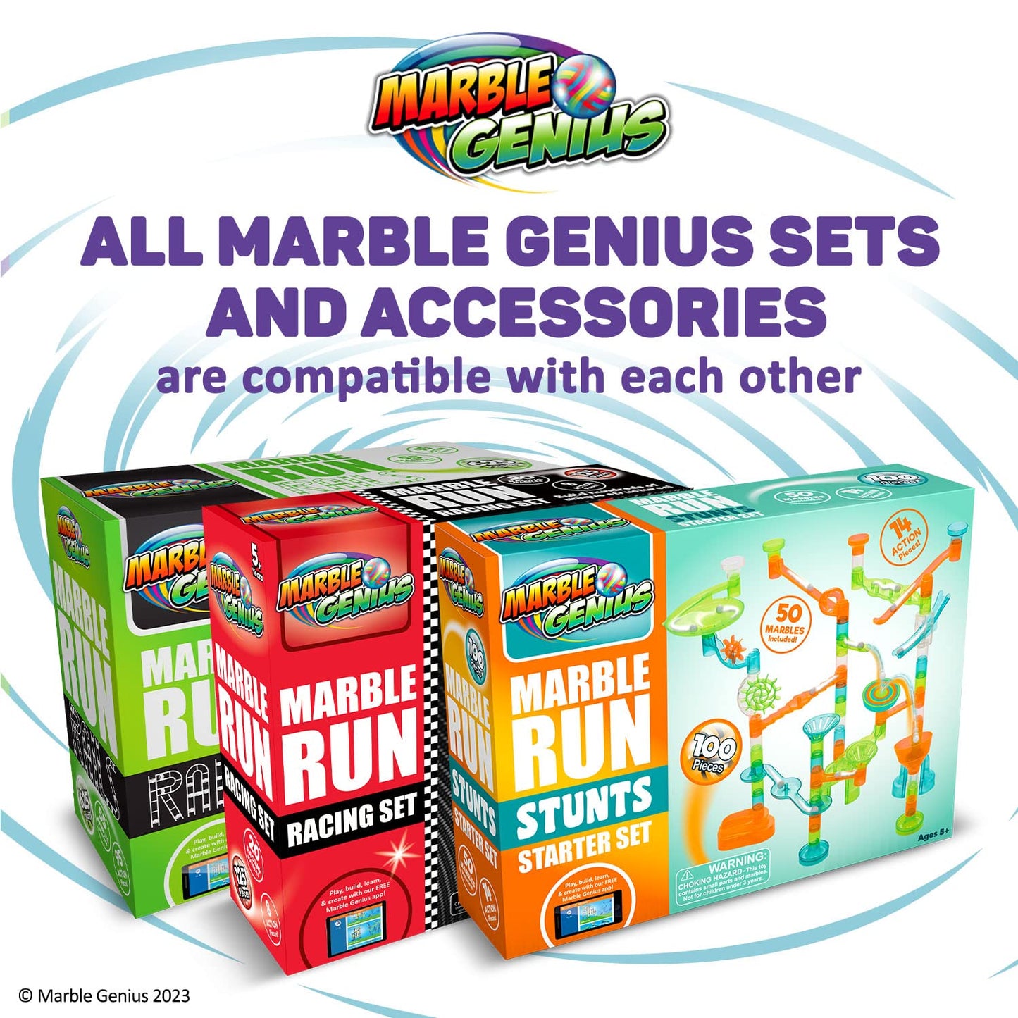 Marble Genius Jumps & Swings — 8-Piece Marble Run Accessory Set for Kids 4+ | STEM Track Add-On