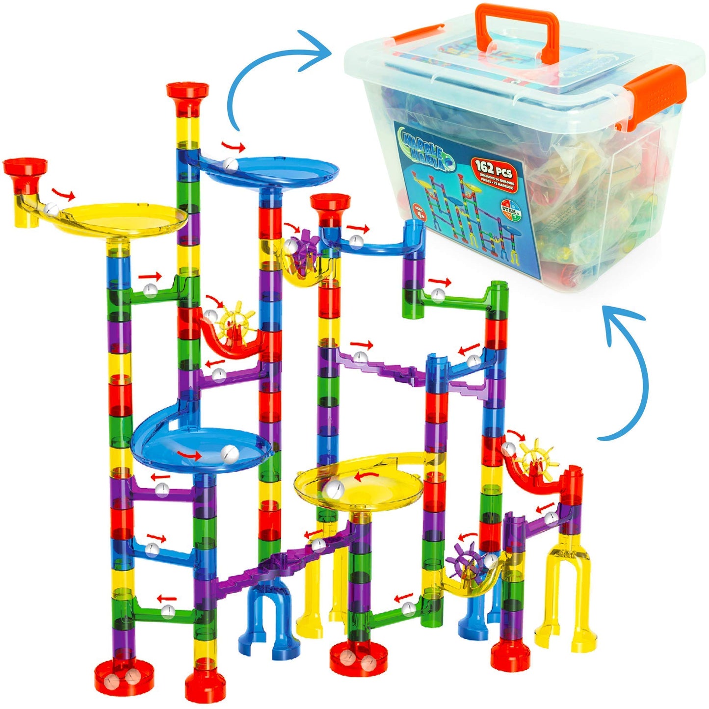 Marble Mania Marble Run – 162 Pieces + Storage Tub | STEM Toy for Ages 4–8