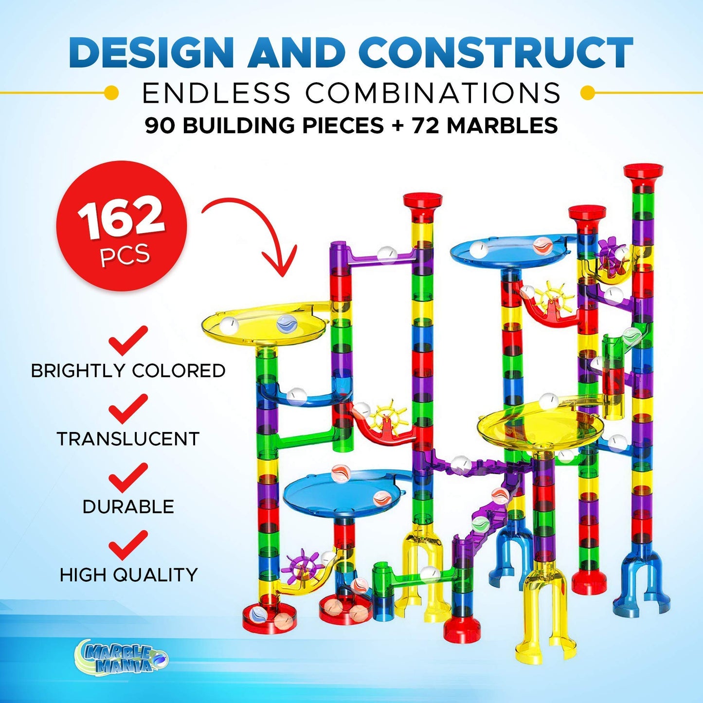 Marble Mania Marble Run – 162 Pieces + Storage Tub | STEM Toy for Ages 4–8