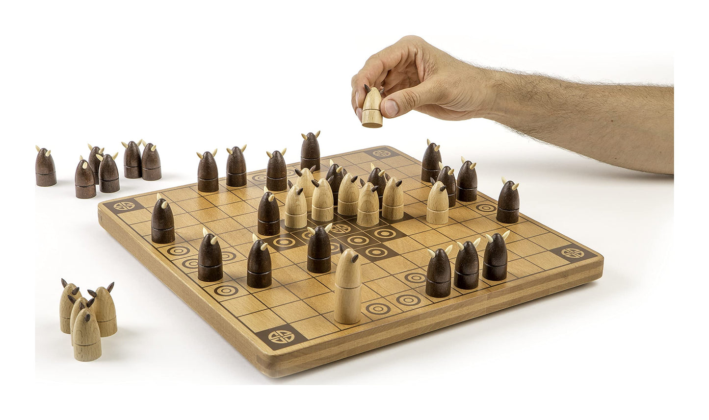 Marbles Hnefatafl – Wooden Two-Player Strategy Game with King and Viking Attacker Pieces