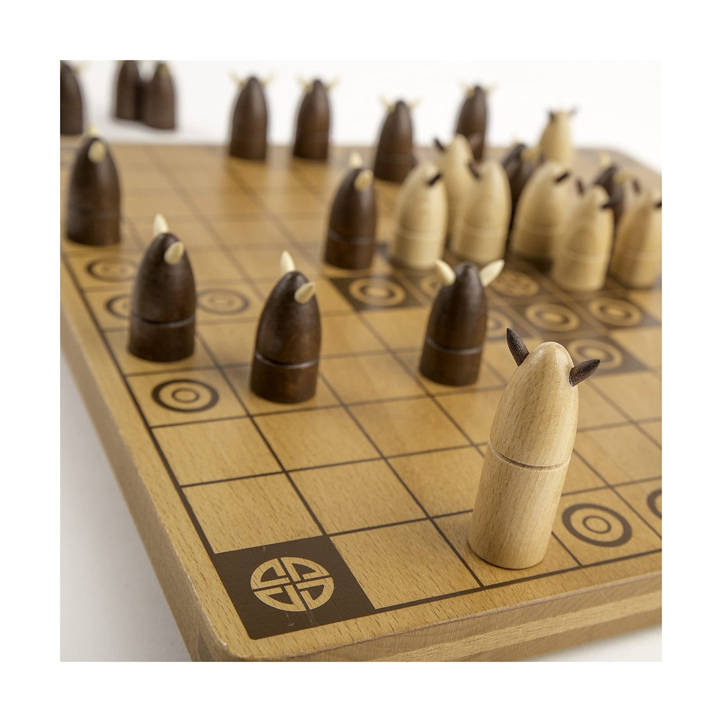 Marbles Hnefatafl – Wooden Two-Player Strategy Game with King and Viking Attacker Pieces