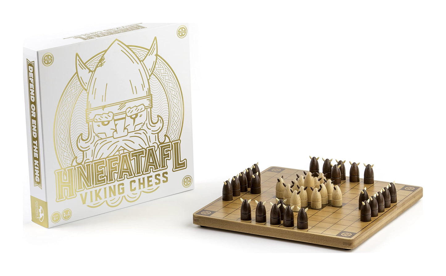 Marbles Hnefatafl – Wooden Two-Player Strategy Game with King and Viking Attacker Pieces