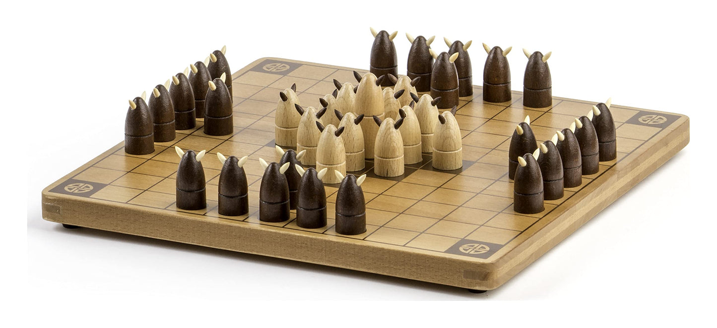 Marbles Hnefatafl – Wooden Two-Player Strategy Game with King and Viking Attacker Pieces