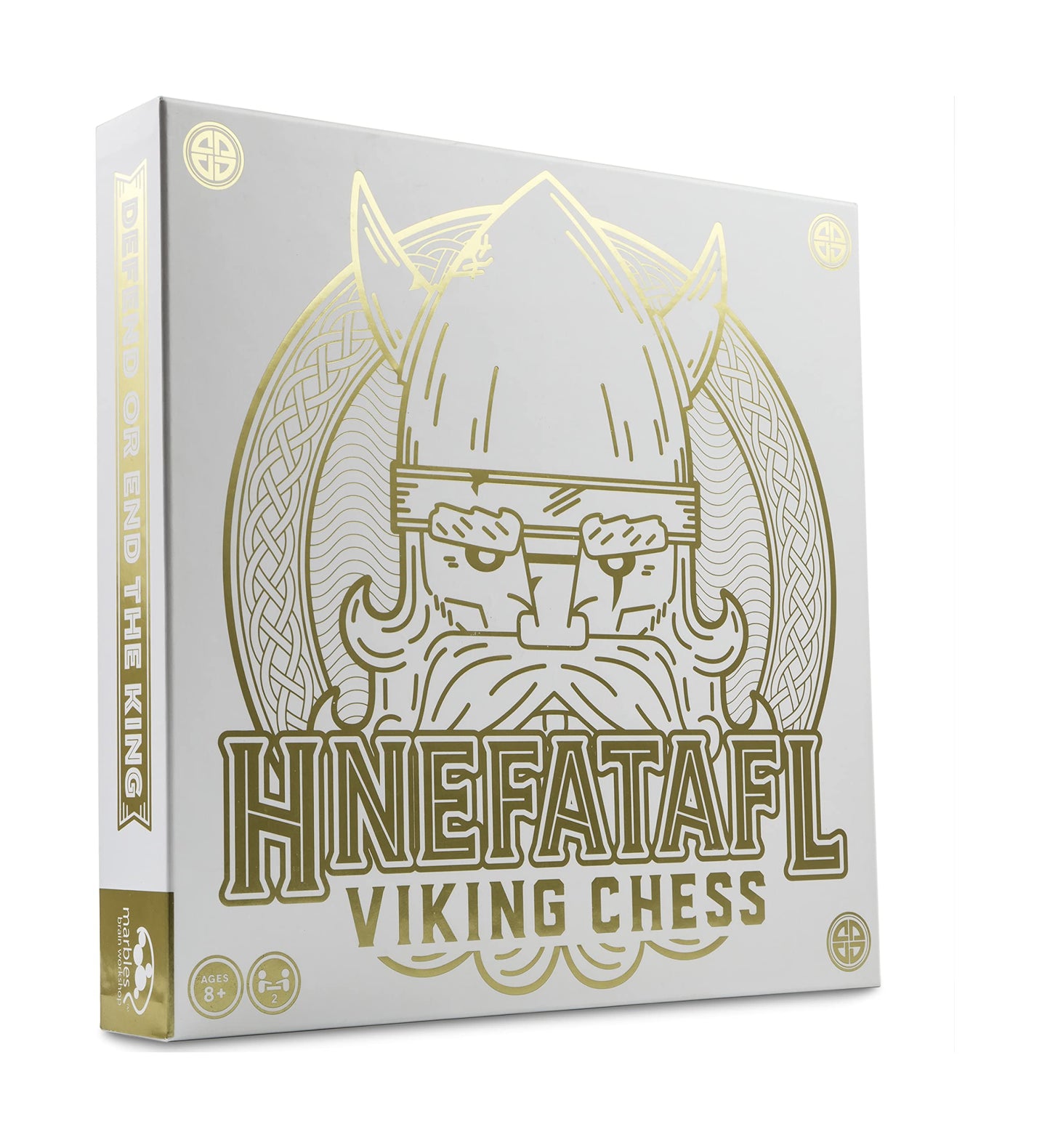Marbles Hnefatafl – Wooden Two-Player Strategy Game with King and Viking Attacker Pieces