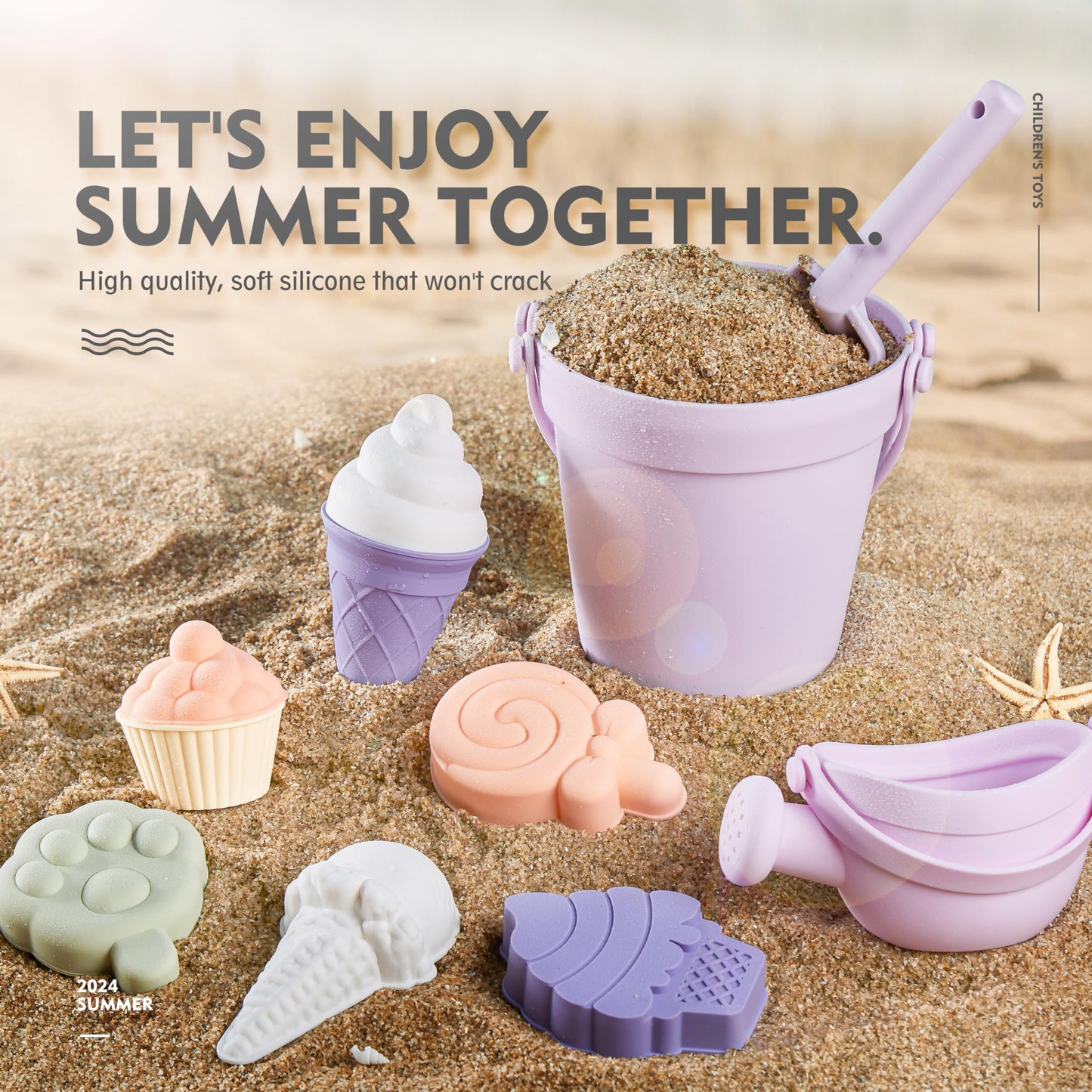 MarcZero 17-Pcs Silicone Beach Toys – Modern Travel-Friendly Baby Beach Set Purple