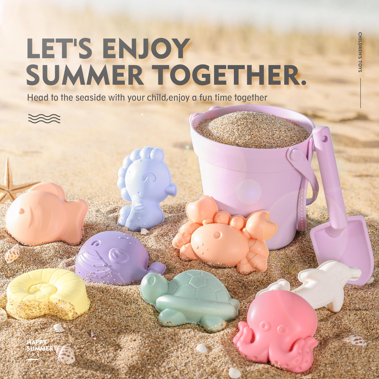 MarcZero 11-Piece Silicone Beach Toys Set – Modern, Travel-Friendly, Eco-Friendly Bath & Sand Play (Purple)