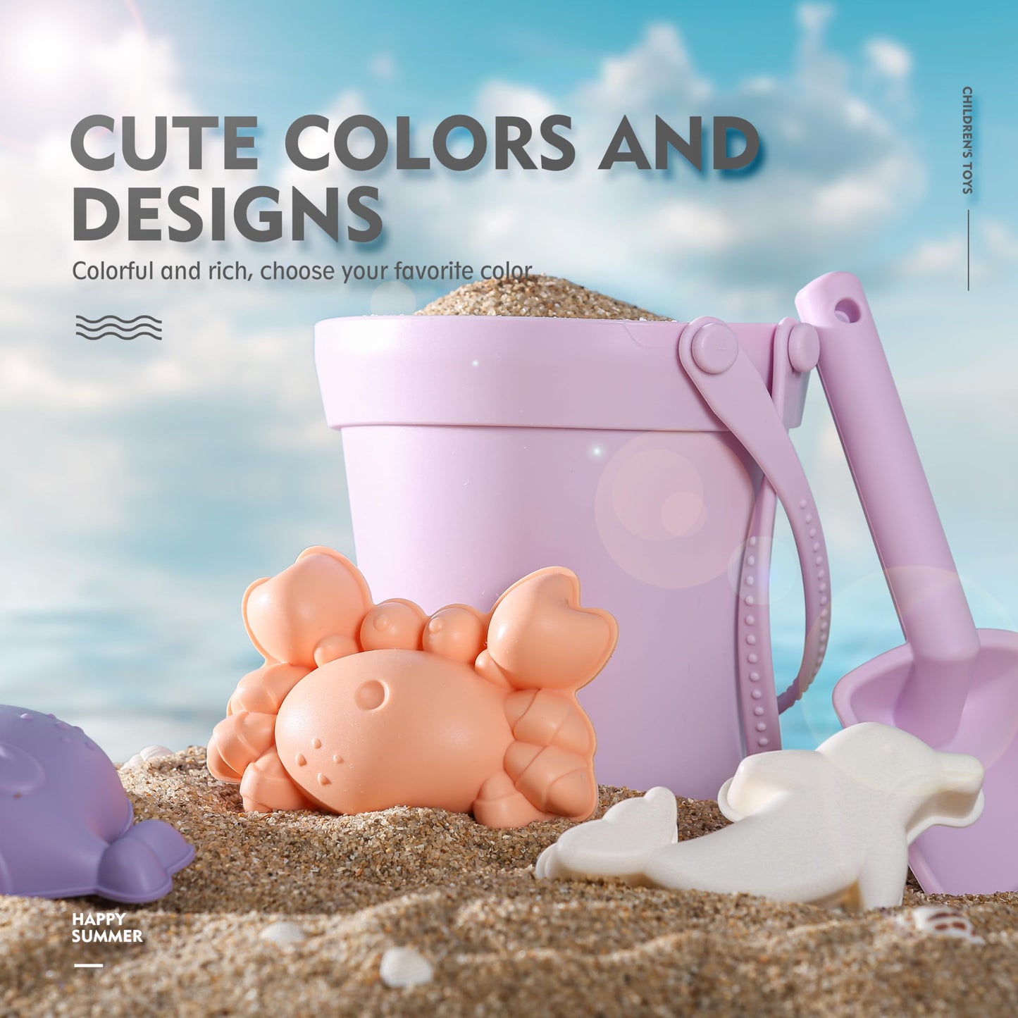 MarcZero 11-Piece Silicone Beach Toys Set – Modern, Travel-Friendly, Eco-Friendly Bath & Sand Play (Purple)