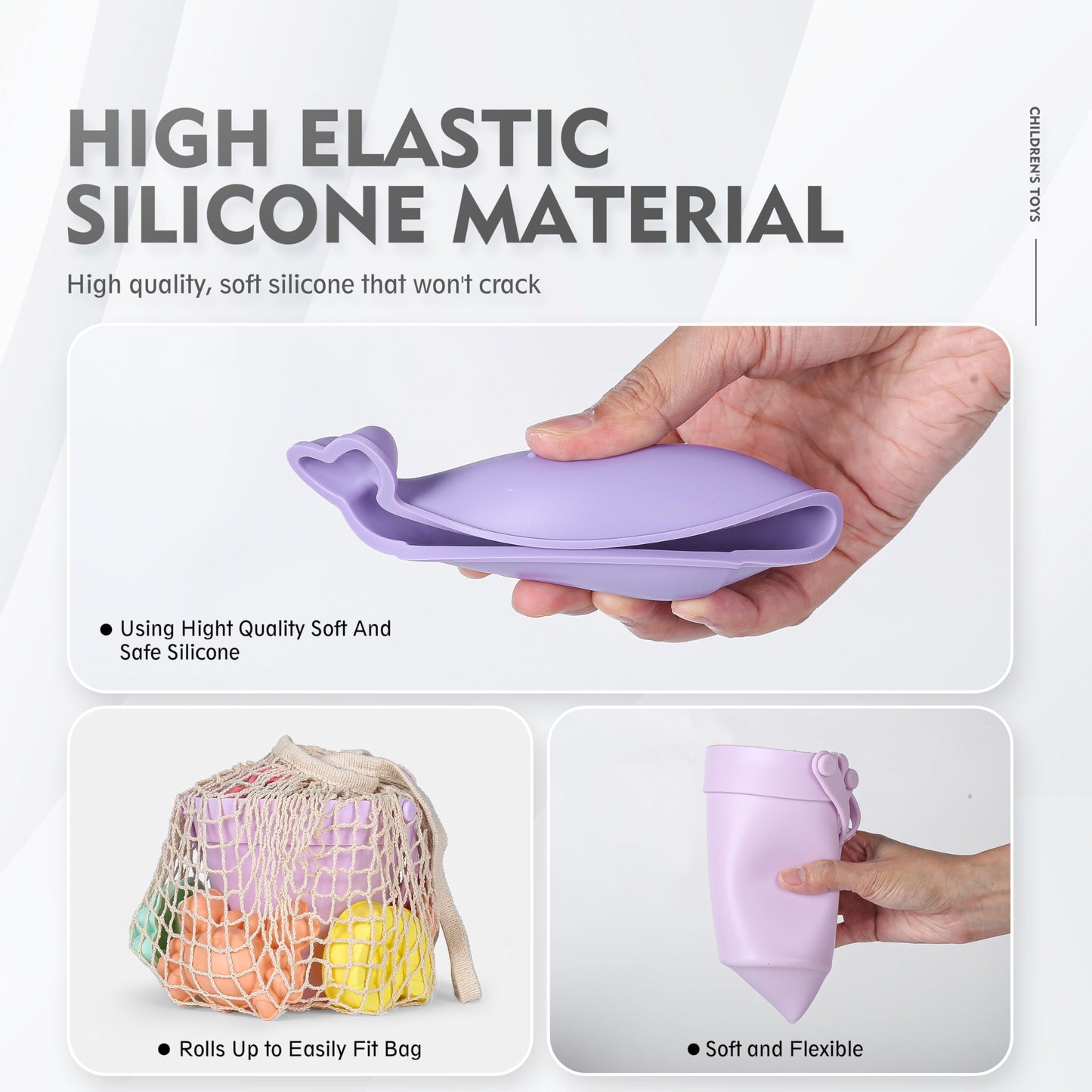 MarcZero 11-Piece Silicone Beach Toys Set – Modern, Travel-Friendly, Eco-Friendly Bath & Sand Play (Purple)