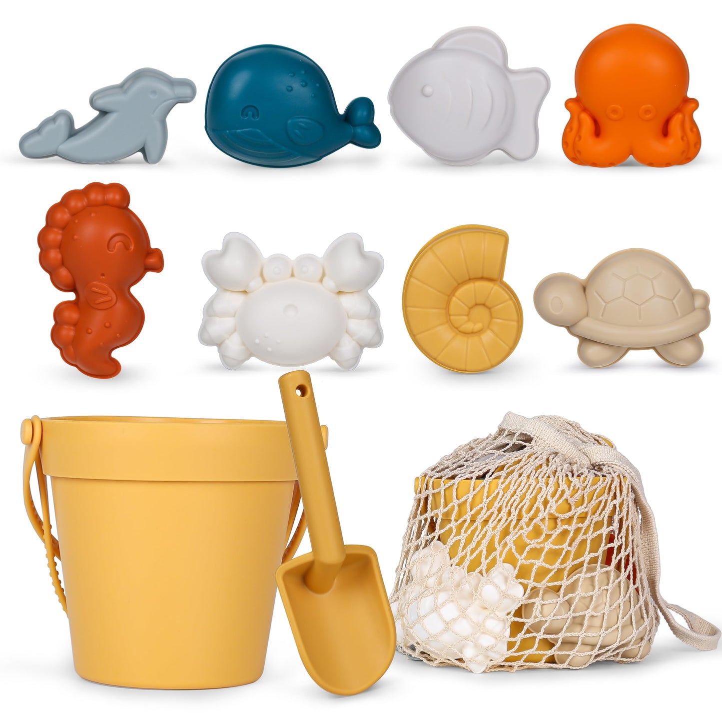 MarcZero 11Pcs Silicone Beach Toys Set - Modern, Travel-Friendly Sand Toys for Toddlers