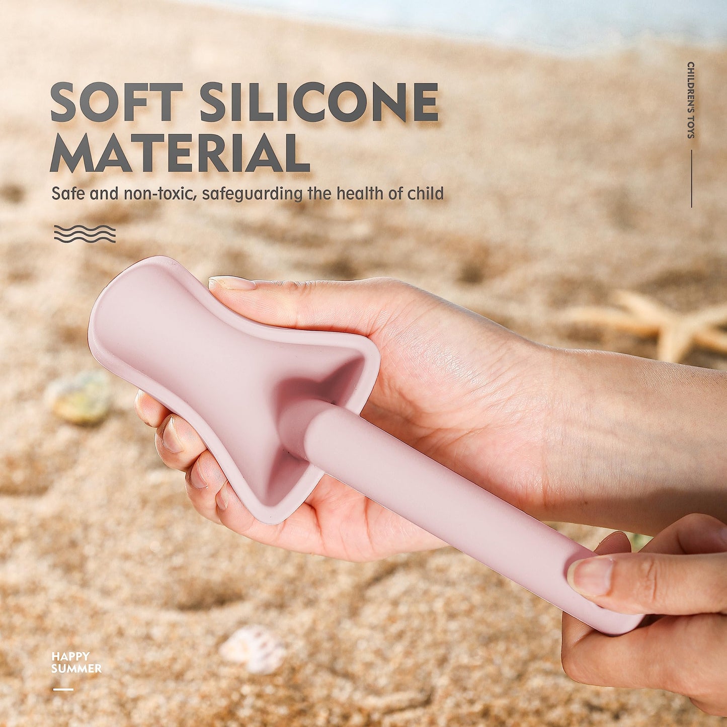 MarcZero 11-Piece Silicone Beach Toys – Modern, Travel-Friendly Beach Set (Pink)