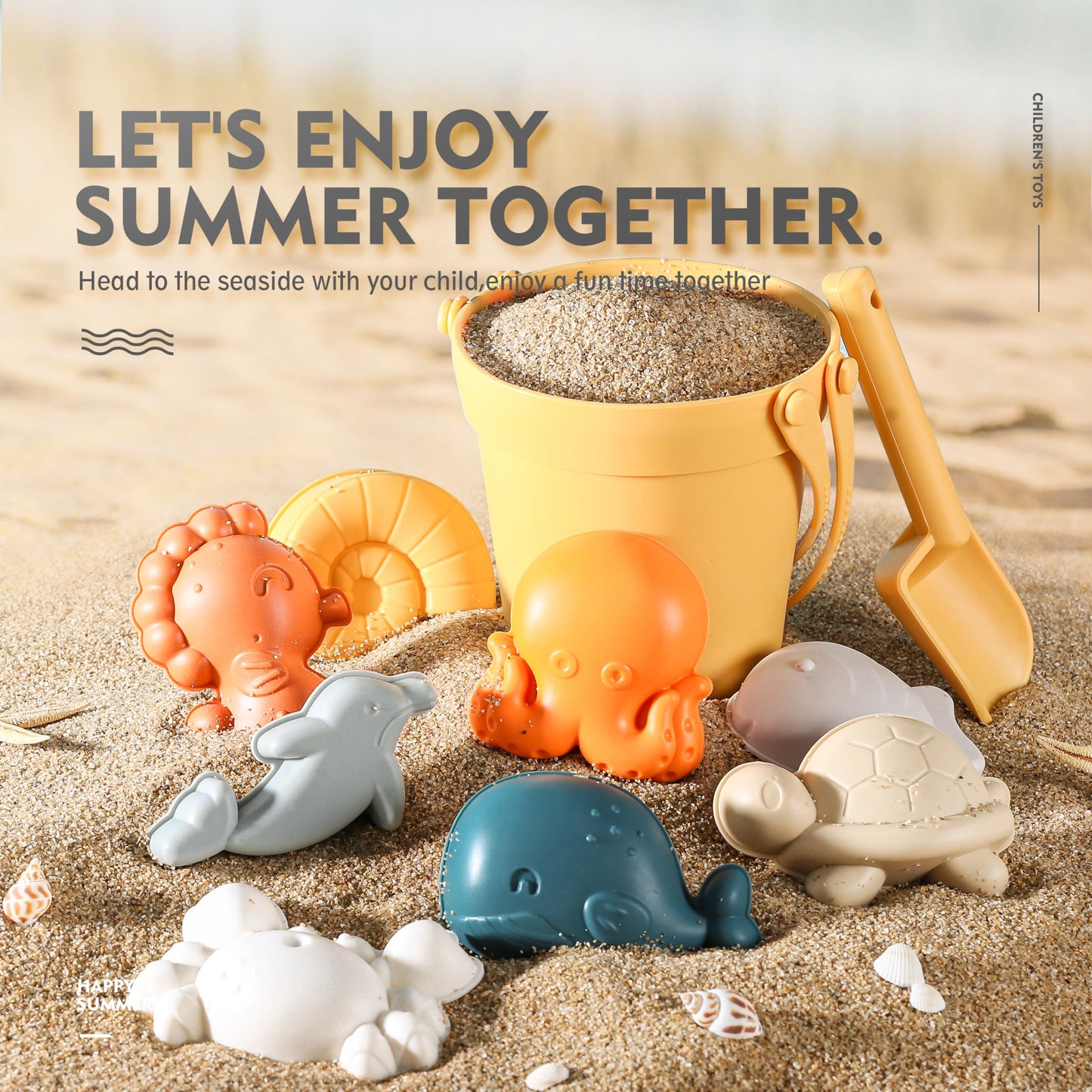 MarcZero 11Pcs Silicone Beach Toys Set - Modern, Travel-Friendly Sand Toys for Toddlers