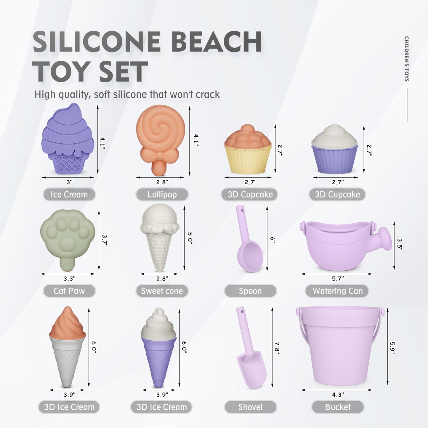 MarcZero 17-Pcs Silicone Beach Toys – Modern Travel-Friendly Baby Beach Set Purple